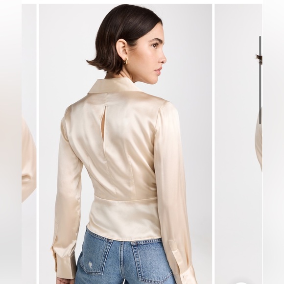 New with tags Reformation Rennes silk top in Palm Green - size 4 - Picture 6 of 7